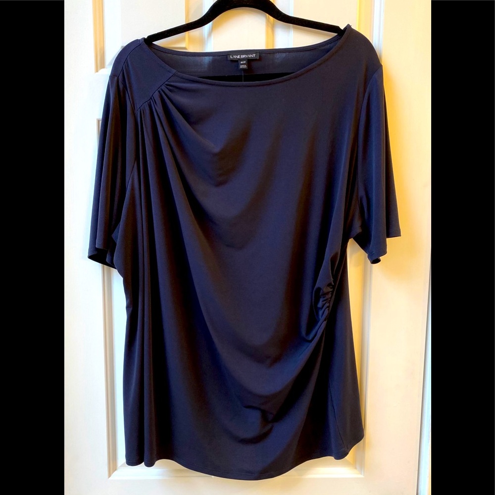 Lane Bryant navy drape top NWT